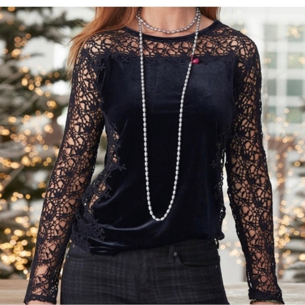 Sundance Lily Paramour Velvet Lace Top in Black size XS